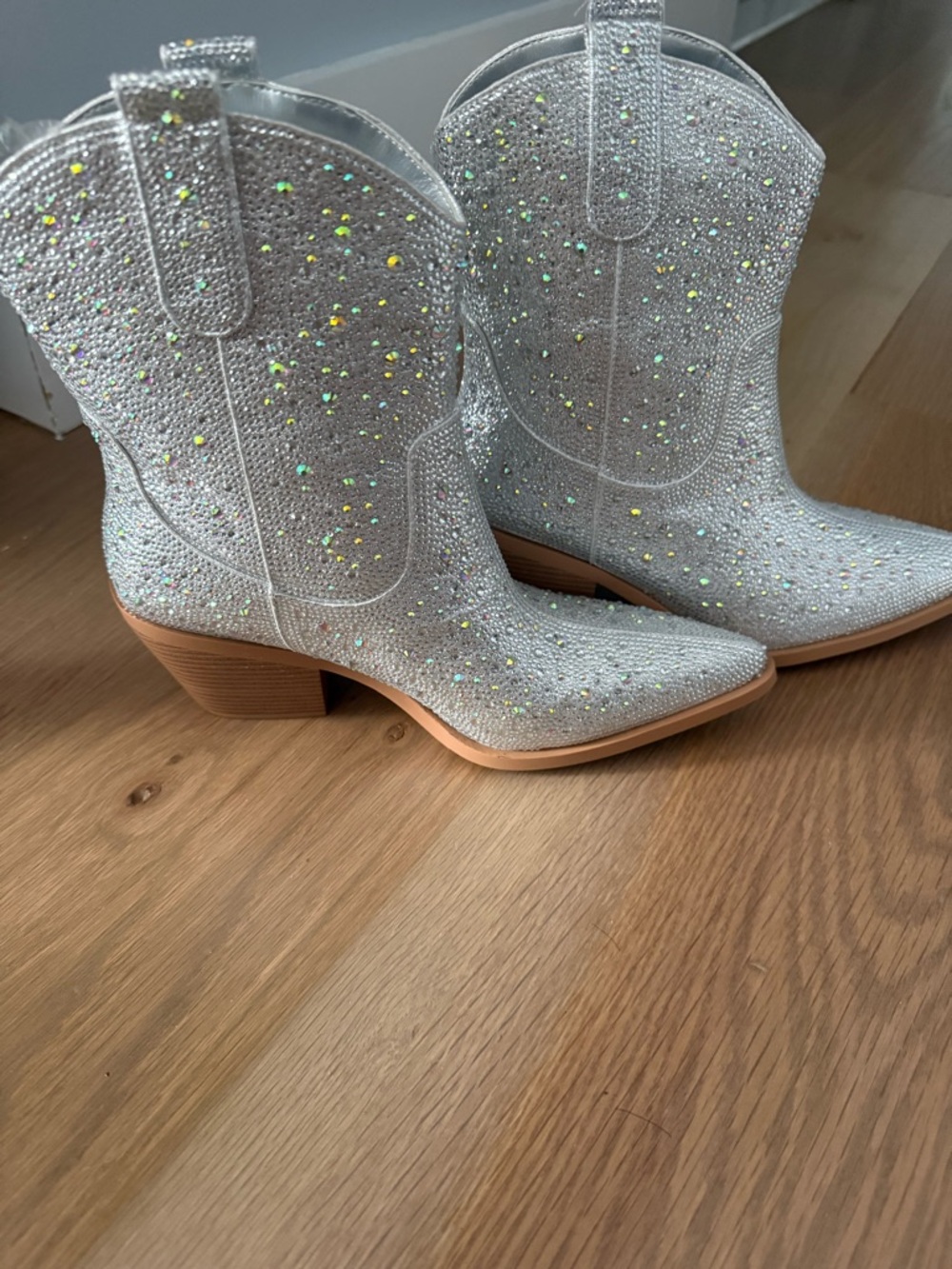 Women's Silver Glitter Cowboy Boots